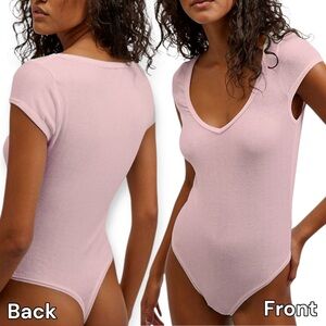 NWOT Free People XL Intimately FP Pink Weekend Vibes Tee Bodysuit Leotard
